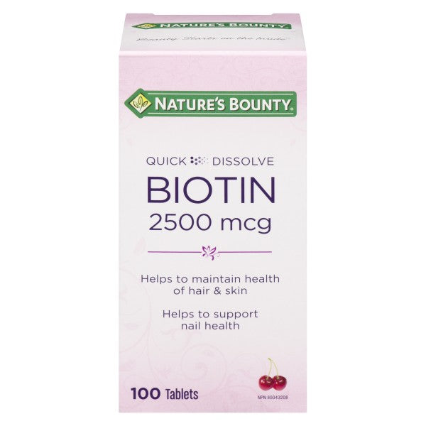 Nature's Bounty Biotin Quick Dissolve, 2500mcg Cherry - 100 Tablets
