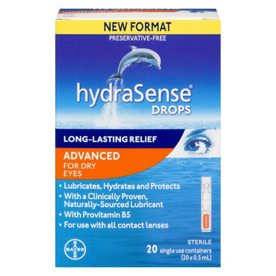 hydraSense Advanced Eye Drops Single Use Vials, 20 x 0.5 ml