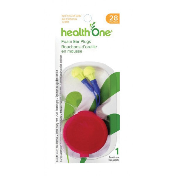 health One Foam Ear Plugs, 1 Pair with Case