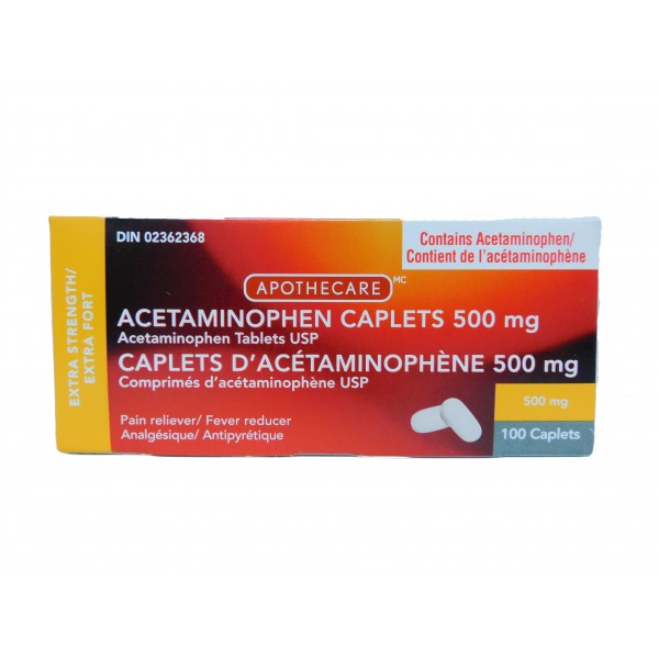 Acetaminophen Caplets, 500mg - 100 Caplets