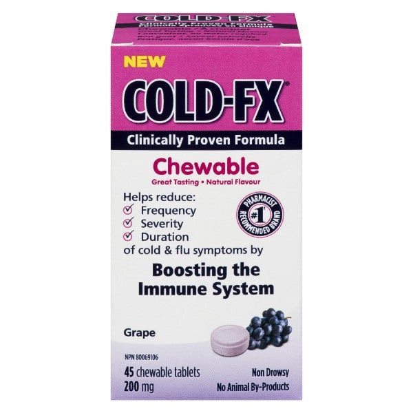 Cold-FX Daily Support, Grape - 45 Chewable Tablets