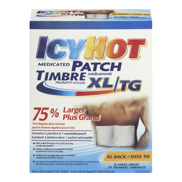 Icy Hot Medicated Back Patches, XL - 3 Patches