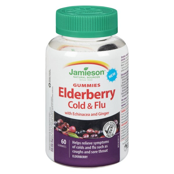 Jamieson Elderberry Cold & Flu with Echinacea and Ginger, 60 Gummies