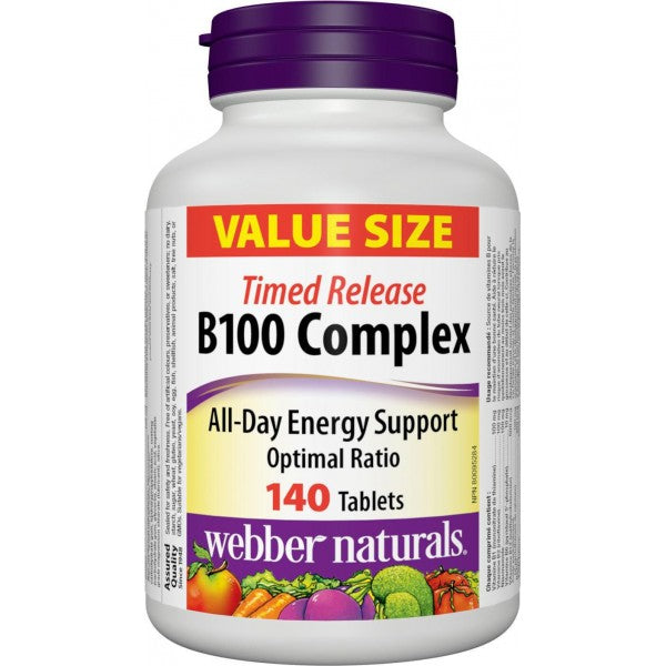 Webber Naturals B100 Complex Timed Release, 140 Tablets