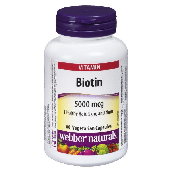 Webber Naturals Biotin 5000mcg, 60 Capsules