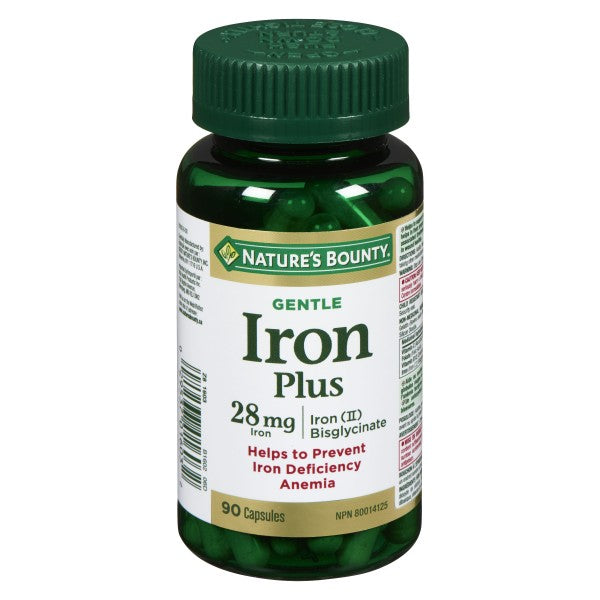 Nature's Bounty Gentle Iron Plus, 28mg - 90 Capsules