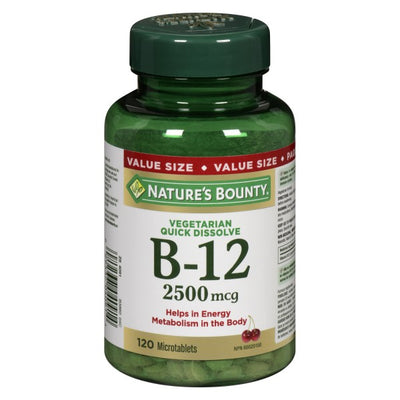 Nature's Bounty Vitamin B-12, 2500mcg Cherry - 120 Microtablets