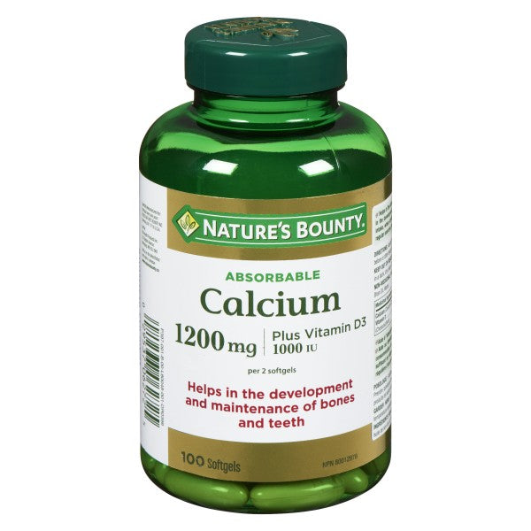 Nature's Bounty Absorbable Calcium Plus Vitamin D3, 1200mg - 100 Softgels