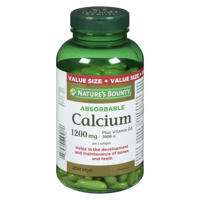 Nature's Bounty Absorbable Calcium Plus Vitamin D3, 1200mg - 200 Softgels