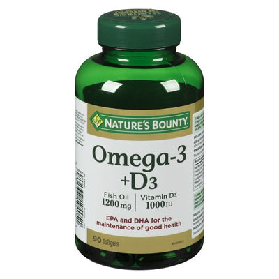 Nature's Bounty Omega-3 + Vitamin D3, 90 Softgels