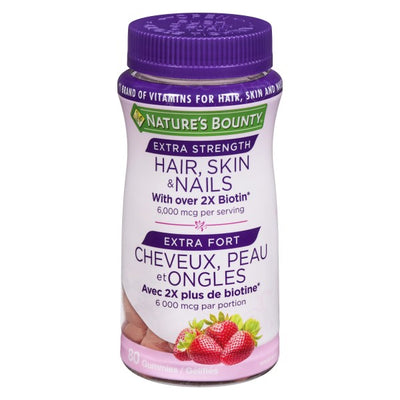 Nature's Bounty Hair, Skin and Nails, Extra Strength Strawberry Cream - 80 Gummies