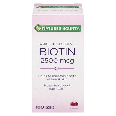 Nature's Bounty Biotin Quick Dissolve, 2500mcg Cherry - 100 Tablets