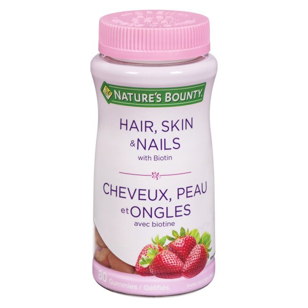 Nature's Bounty Hair, Skin, and Nails with Biotin, Strawberry Cream - 80 Gummies