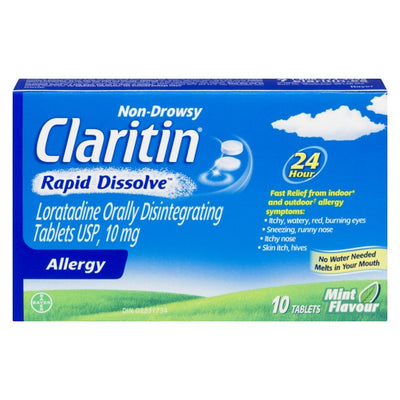 Claritin Allergy Rapid Dissolve Mint Flavour 24-Hour, 10 Tablets