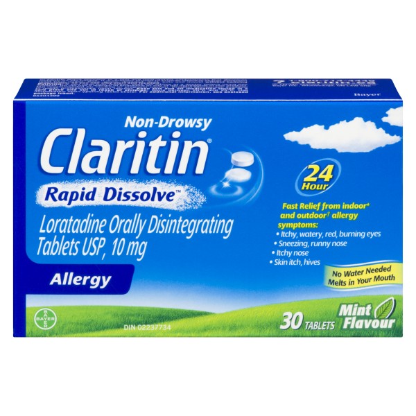 Claritin Allergy Rapid Dissolve Mint Flavour 24-Hour, 30 Tablets