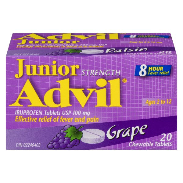Advil Junior Strength, Grape - 20 Chewable Tablets