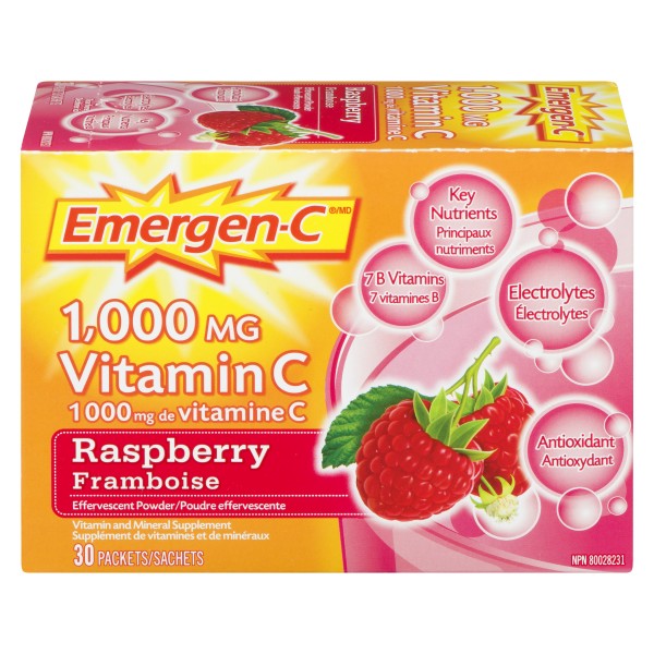 Emergen-C Vitamin & Mineral Supplement Raspberry, 30 Pack