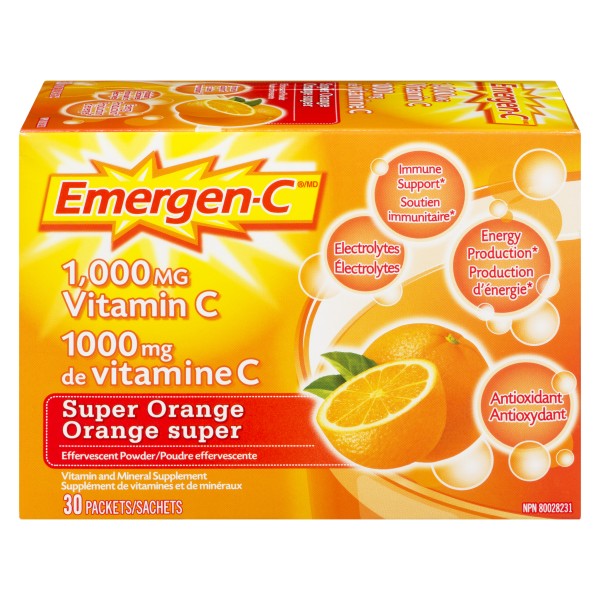 Emergen-C Vitamin & Mineral Supplement Super Orange, 30 Pack