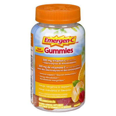 Emergen-C Gummies Vitamin & Mineral Supplement Orange, Tangerine & Raspberry, 45 Gummies