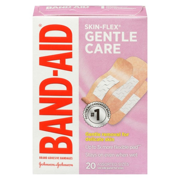Band-Aid Skin-Flex Adhesive Bandages Gentle Care, 20 Assorted Sizes