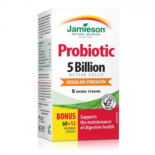 Jamieson Probiotic 5 Billion Active Cells , 72 Vegetarian Capsules