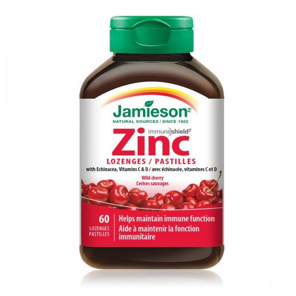 Jamieson Zinc Lozenges, Wild Cherry - 60 Lozenges