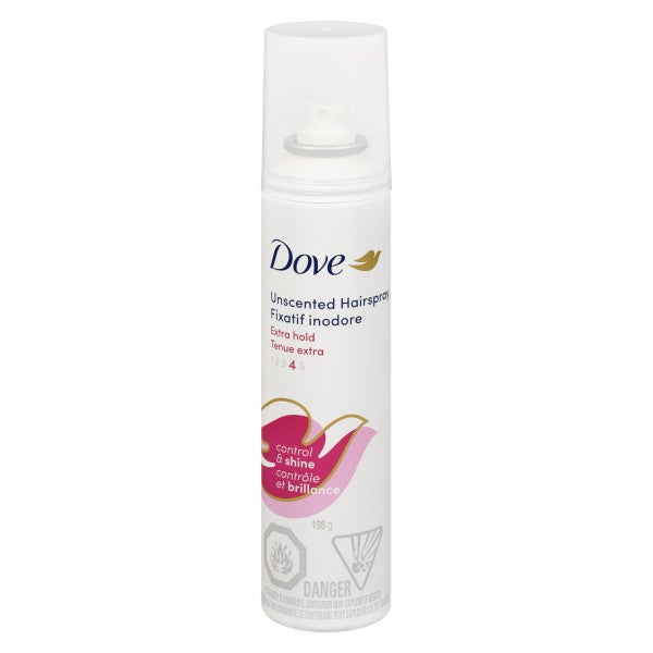 Dove Unscented Hairspray Extra Hold Control & Shine, 198 g