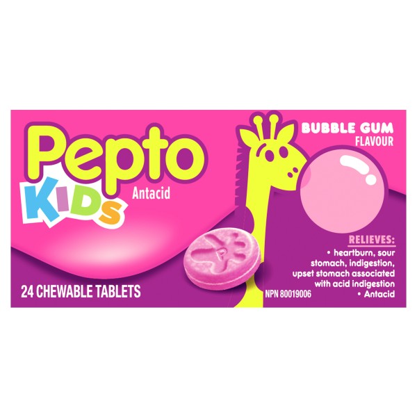 Children's Pepto Bismol Bubble Gum Flavoured Antiacid, 24 Chewables