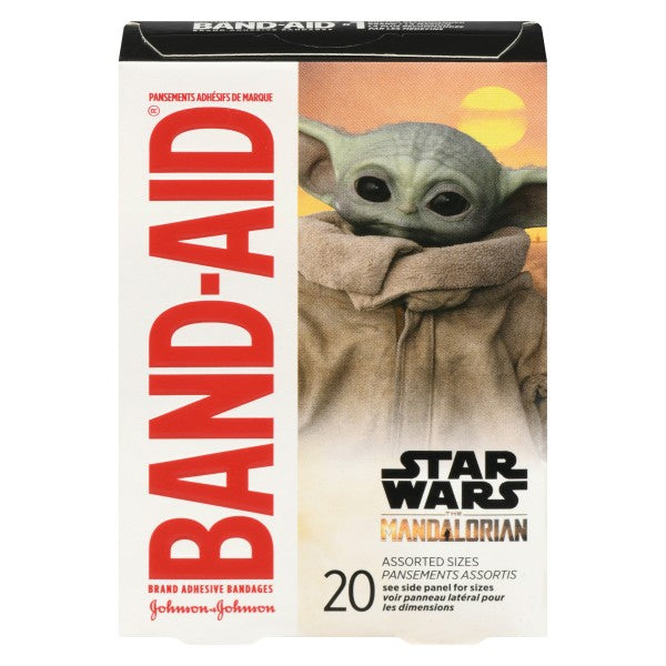 Band-Aid Adhesive Bandages Star Wars The Mandalorian, 20 Assorted Sizes