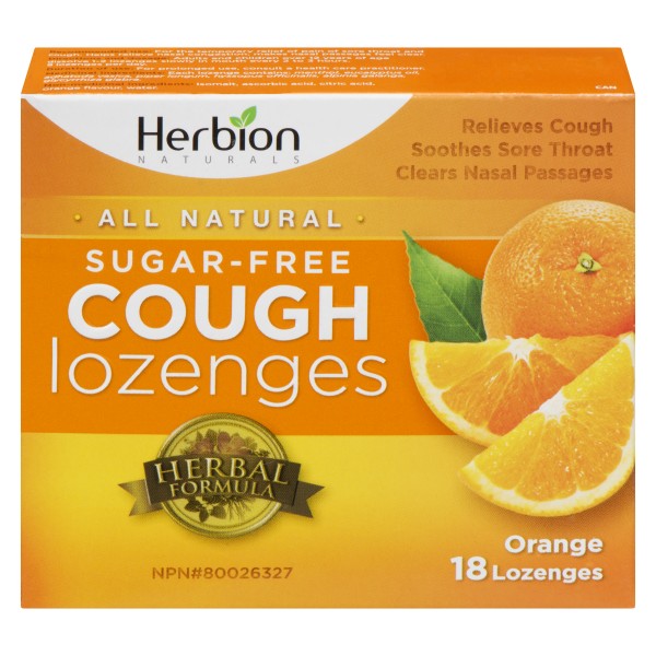 Herbion Naturals Sugar-Free Cough Lozenges, Orange - 18 Lozenges