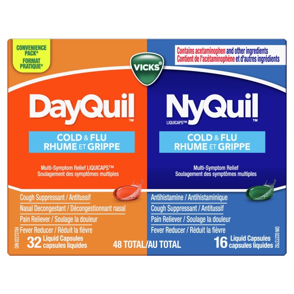 Vicks DayQuil NyQuil Cold & Flu Liquicaps Combo Pack, 48 Capsules