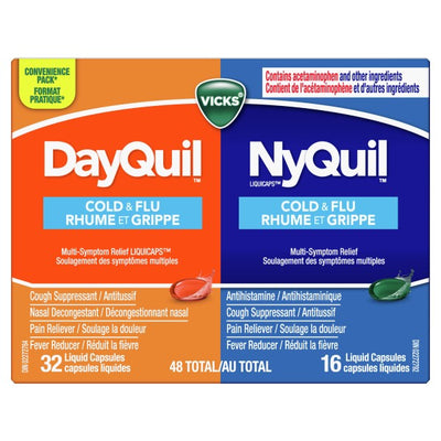 Vicks DayQuil NyQuil Cold & Flu Liquicaps Combo Pack, 48 Capsules