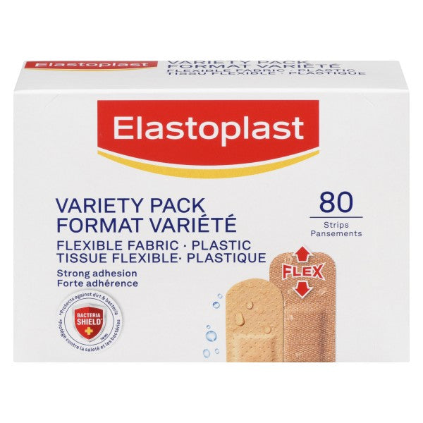 Elastoplast Flexible Fabric, 80 Bandages Variety Pack