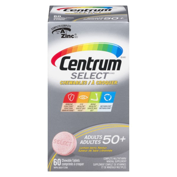 Centrum Complete Multivitamin & Multimineral Supplement for Adults 50+, 60 Chewable Tablets