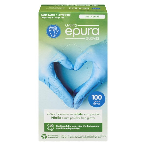Epura Nitrile Exam Powder Free Gloves Single Use Gloves, 100 Count - S
