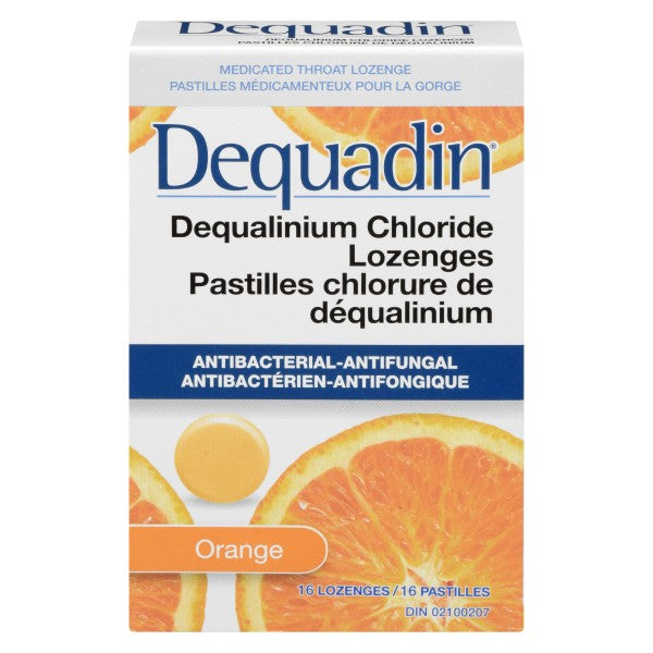 Dequadin Medicated Throat Lozenges, Orange - 16 Lozenges