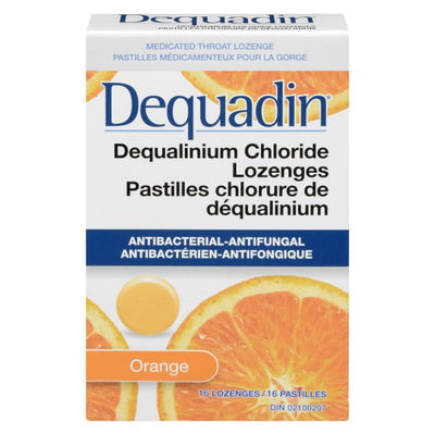 Dequadin Medicated Throat Lozenges, Orange - 16 Lozenges
