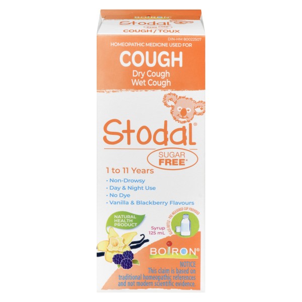Boiron Stodal Children's Sugar-Free Cough Syrup, Vanilla & Blackberry - 125 ml