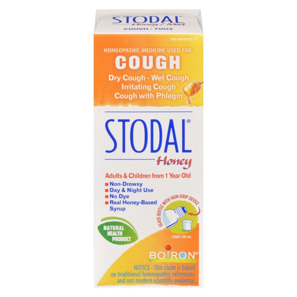 Boiron Stodal Homeopathic Adults & Children Cough Syrup, Honey - 200 ml