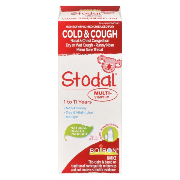 Boiron Stodal Multi-Symptom Cough & Cold Syrup for Kids, 125 ml