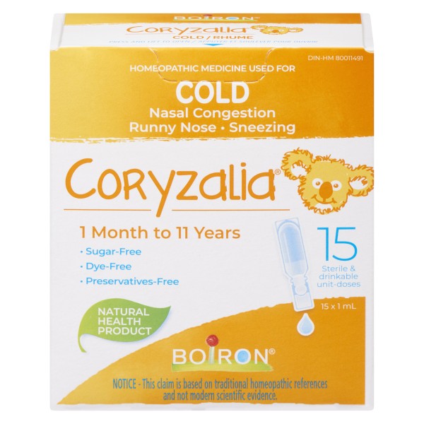 Boiron Coryzalia Children's Cold, 15 Sterile Drinkable Doses x 1 ml