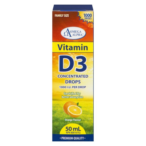 Omega Alpha Vitamin D3 1000 IU Concentrated Drops