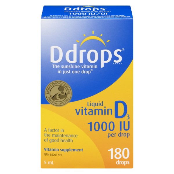 Ddrops Vitamin D3 1000 IU Liquid, 180 Drops - 5 ml