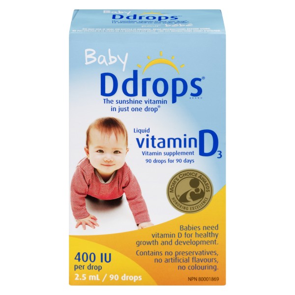 Ddrops Liquid Vitamin D3 Vitamin Supplement Baby 400 IU, 90 drops
