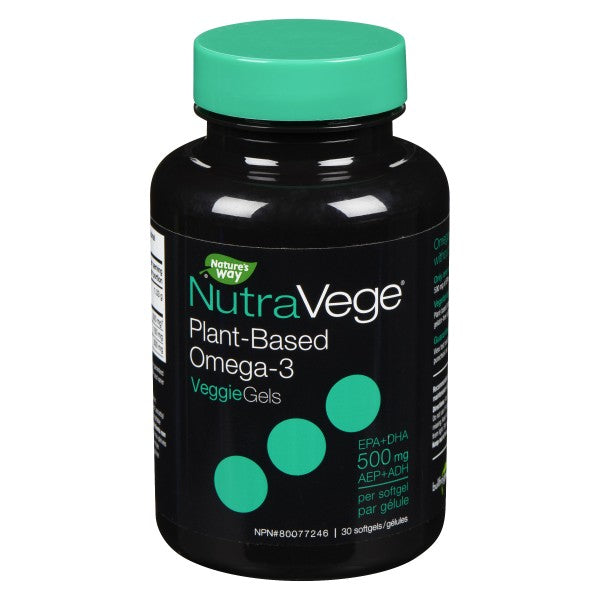Nature's Way NutraVege Plant-Based Omega-3 Veggiegels, Fresh Mint - 30 Softgels