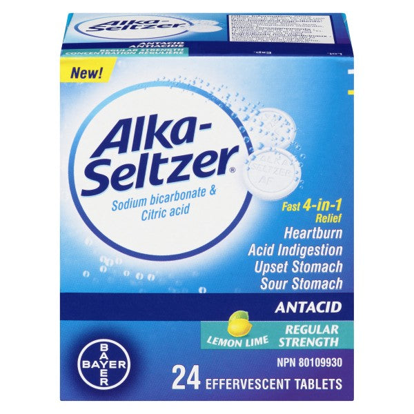 Alka Seltzer Heartburn Relief, Lemon Lime - 24 Tablets