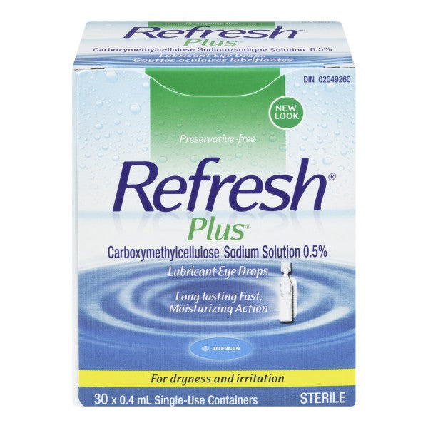 Allergan Refresh Plus Lubricant Eye Drops, 30 Single Use Containers x 0.4 mL