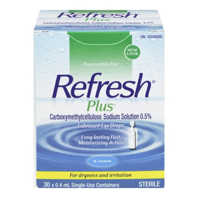 Allergan Refresh Plus Lubricant Eye Drops, 30 Single Use Containers x 0.4 mL