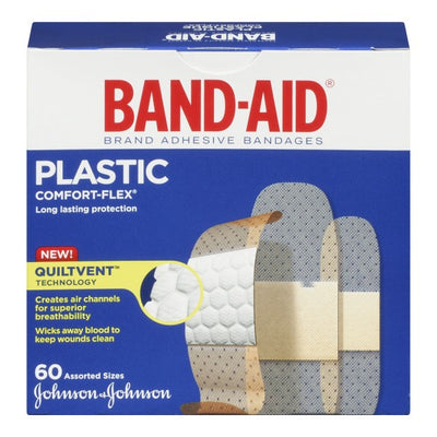 Band-Aid Tru-Stay Adhesive Bandages Sheer Strips Comfort-Flex, 60 Assorted Sizes