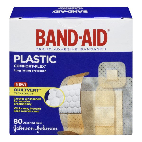 Band-Aid Tru-Stay Adhesive Bandages Sheer Strips Comfort-Flex, 80 Assorted Sizes